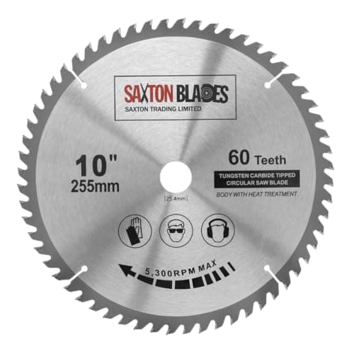 Image of Saxton TCT Circular Wood Mitre Saw Blade 255mm x 60T x 25.4mm Bore fits Evolution Rage Saws