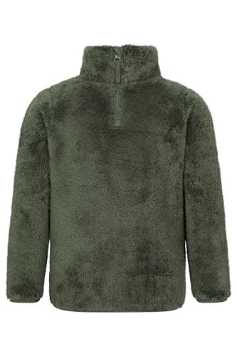 Image of Mountain Warehouse Teddy Kids Unisex Half-Zip Fleece - Lightweight Breathable, Warm & Cosy, Sweatshirt For Boys & Girls - Best for Spring Summer & Outdoors Khaki Kids Size 9-10 Years