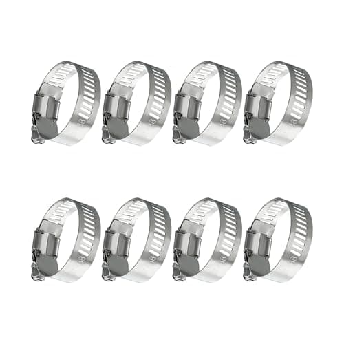 Image of Assorted Jubilee Clips Set - 8 Piece 21-38mm Hose & Pipe Clamps, Adjustable Worm Drive Tube Joining Clamp, 304 Stainless Steel for Garden, Pool, Washing Machine & More