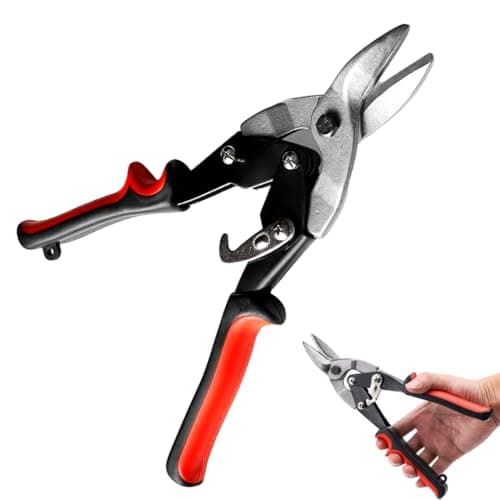 Image of Aviation Tin Shears - Tin Snips, Metal Cutters, Spring Loaded Vinyl Handles, 25cm / 10", Carbon Steel Jaws Cuts Through Aluminium, Leather, Rubber, Metal and More, Wire Cutting Scissors