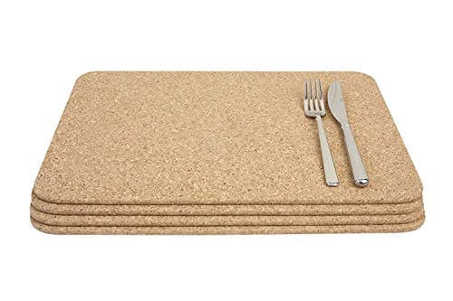 Image of T&G FSC Certified Cork Rectangular Table Mats/Surface Protectors, Set of 4, Large, 40 x 30 x 0.6 cm, Natural (15039)