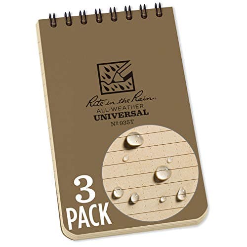 Image of Rite in the Rain Weatherproof Top Spiral Notebooks, 3" x 5", Tan Cover, 3 Pack (No. 935T-3X)