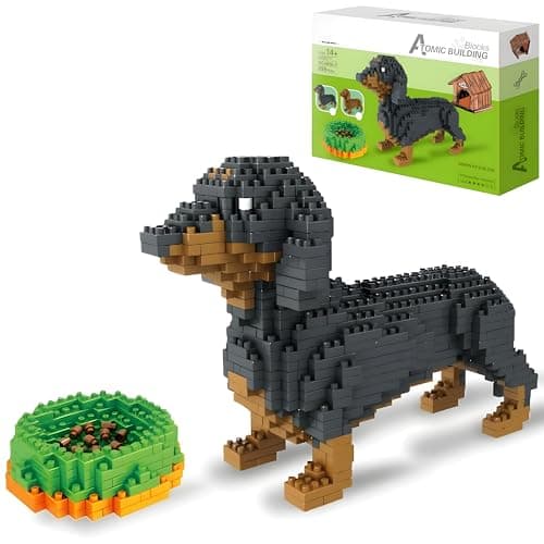 Image of Unativer Dachshund Cute Dog Building Blocks Set, 898 PCS Animal Mini brick Model Toys for Pet Dog Lovers, Puppy Collectible Educational Building Kit for Home Decor, Creative Gift for Adults