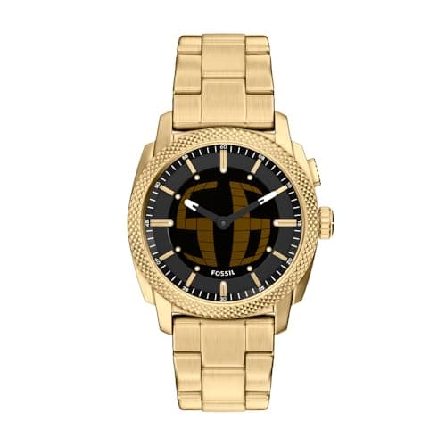 Image of Fossil Machine Watch for Men, 41mm Ana-Digi Bigtic Movement with Stainless Steel or Leather Strap,Brown and Gold Tone
