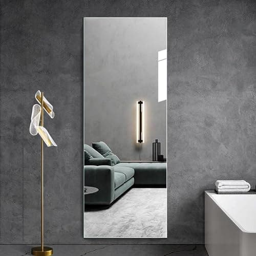 Image of Meefmly Stick On Mirror 30 x 120cm 1 Piece Self Adhesive Mirror Full Length Acrylic Mirror Wall Mounted Adhesive for Bedroom Door, Plastic for Standing Use and DIY Wall Décor