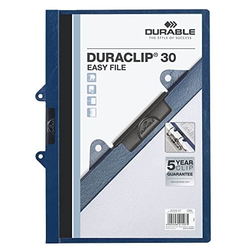 Image of Durable DuraClip 222907 Easy Clip File for 1-30 Sheets A4 - Dark Blue (Pack of 25)
