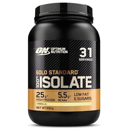 Image of Optimum Nutrition ON Gold Standard 100% Isolate Pure Whey Protein, Naturally Occurring BCAAs and Glutamine, Pre and Post Workout, Vanilla Flavour, 31 Servings, 930 g