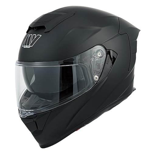 Image of MY Motorcycle Full Face Helmet, ECE 22.06 Approved, Adult Street Bike Helmet with Inner Sun Visor, High Density EPS (Matt Black, S)