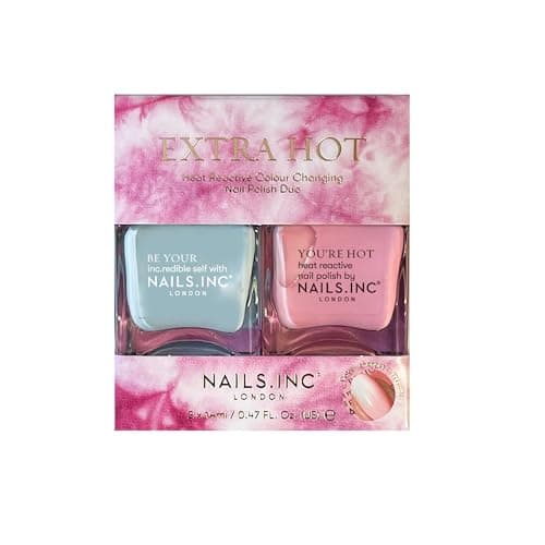 Image of Nails Inc Be Your Inc.redible Self, Extra Hot, Heat Reactive Colour Changing Nail Polish Duo, Highly Pigmented, Cooling Shades, Cruelty Free, Vegan, 2 Piece Set