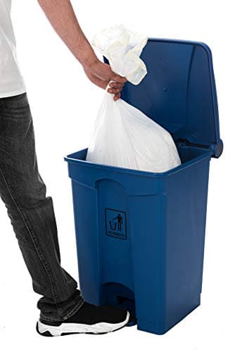 Image of Curvaso Premium 45L Blue Pedal Bin | Hands-Free Step On Waste Bin for Kitchen, Home & Office | Large Recycling Trash Can Indoor/Outdoor Use