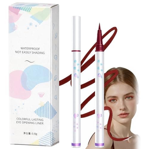 Image of All-Day Wear Waterproof Eyeliner Pen – Ultra-Fine Brush, Highly-Pigmented Smudge-Proof Formula, Sweat & Tear Resistant, for Sensitive Skin and Defining Dark Waterlines with Precision (Wine Red)