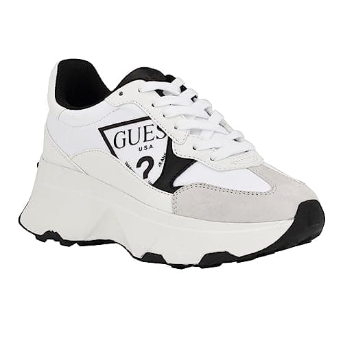 Image of GUESS Women's Calebb Sneaker, White/Black 144, 2 UK