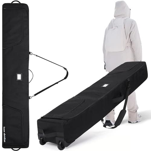 Image of TeamObsidian Padded Ski Bag - Effortless Maneuverability & Robust Protection for Skis - Snowboard Bag with Wheels - Waterproof Material, Confident Winter Travel