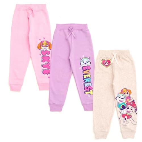 Image of Paw Patrol Skye Marshall Everest Toddler Girls Fleece 3 Pack Jogger Pants Pink/Purple/Oatmeal 3T