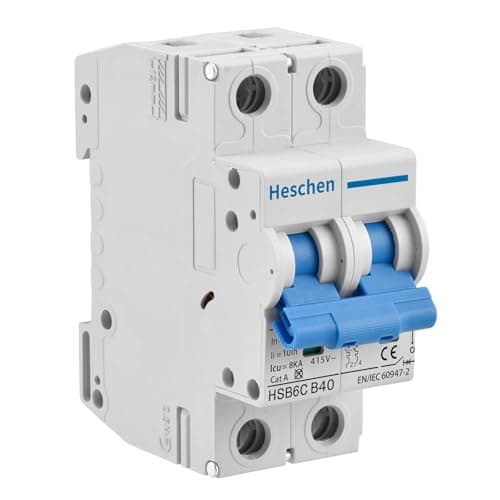 Image of Heschen Miniature Circuit Breaker HSB6C, 40Amp Current, 2 Pole, Type B, 6kA Breaking Capacity, DIN Rail Mounting