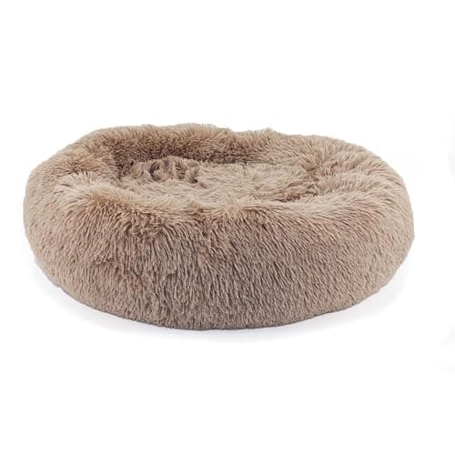 Image of Ancol Super Plush Donut Dog Bed in Oatmeal - Comfortable Indoors Snuggle Pad with Raised Rim - Cosy Puppy Mat Sleeping Place - 70cm