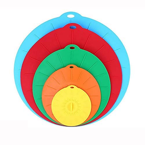 Image of Silicone Suction Lids , Reusable Silicone Dustproof Heat-Resistant Cover, Fit Any Round Container Flat Rim, Great for Frying Pans Casseroles Woks - 5 sizes