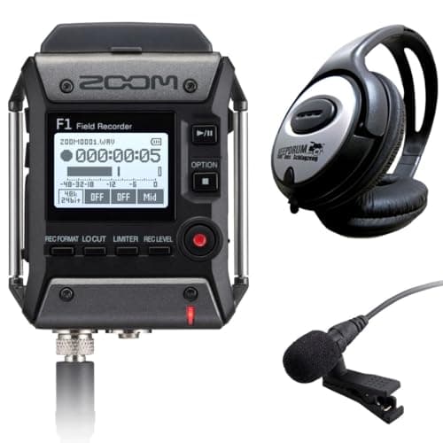 Image of Zoom F1-LP Field Recorder with Lavalier Microphone + Keepdrum Headphones