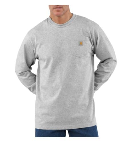 Image of Carhartt Men's Loose Fit Heavyweight Long-Sleeve Pocket T-Shirt, Heather Grey, XXL