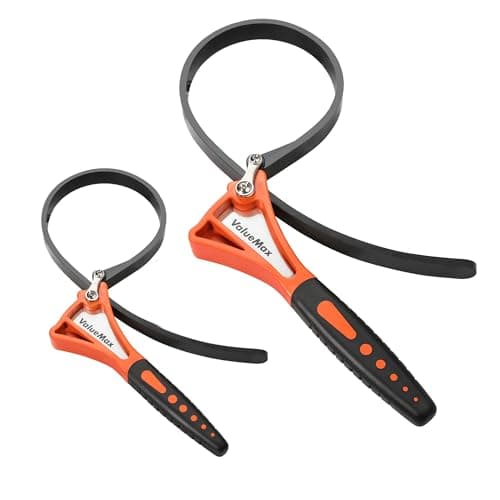 Image of ValueMax 2-piece Oil Filter Strap Wrench Set, Adjustable Wrench with 460 mm and 630 mm, Rubber Wrench Max Tension 2000N for Plumbing, Jar Opener