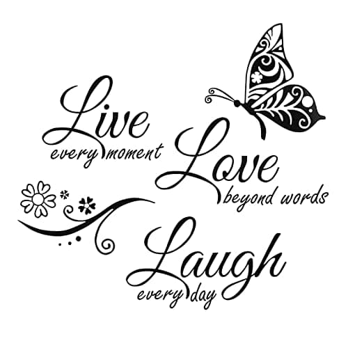Image of VIKSAUN Live Love Laugh Wall Stickers, Motivational Wall Stickers, Inspirational Family Quotes Lettering Wall Decals Art, Wall Sign Art Decor, for DIY Home Decoration for Bedroom Living Room (1 Psc)