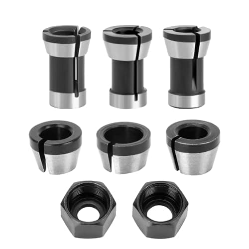 Image of Router Collet Chuck Adapter, 6mm 6.35mm 8mm Router Bit Collet Chuck Clamping Adapter with Collet Nut for Woodworking CNC Engraving Trimming Machine Electric Router Milling Cutter