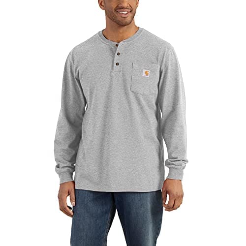 Image of Carhartt Men's Workwear Pocket Henley Shirt (Regular and Big & Tall Sizes) - Grey - XXL Tall