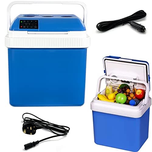 Image of Crystals Thermoelectric 24L/26L 240V AC & 12V DC Electric Cool Box, Heating and Cooling Functions, Portable Travel Cooler Box Camping Car Mini Fridge (24L Cooler & Warmer)
