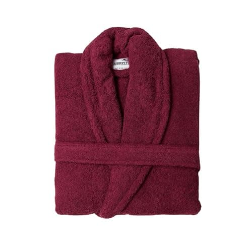 Image of Umbrella Outdoors Premium Cotton Terry Toweling Bathrobe - Unisex Spa & Hotel Quality Gown, Extra Soft & Absorbent Thick Towel Bathrobes for Men & Women Towel (UK, Alpha, L, Regular, Regular, Maroon)