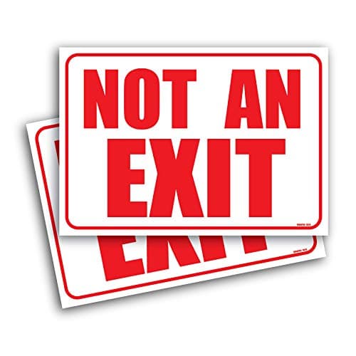 Image of (2 Pack) Not an Exit Signs for Business 10"x7" Self Adhesive No Exit Sign for Door, Office, and Business.