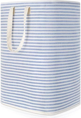 Image of Lifewit 80L Collapsible Washing Laundry Basket Hamper, Dirty Clothes Basket Laundry Bin With Extended Handles For Storage Clothes Toys In Bedroom Bathroom, Blue