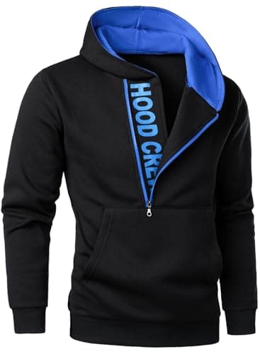 Image of HOOD CREW Men’s Casual Long Sleeve Drawstring Sweatshirt Zipped Hoodie