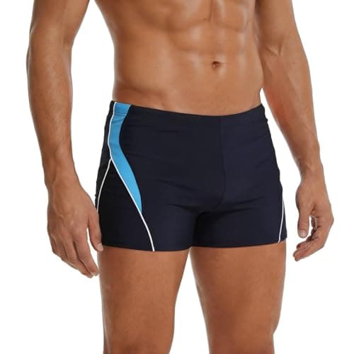 Image of Zidoley Swimming Trunks Men, Mens Beach Board Swim Shorts, Men's Quick Dry Elastic Boxer Swimwear with Drawstring for UK (UK, Alpha, M, Regular, Regular, Blue)