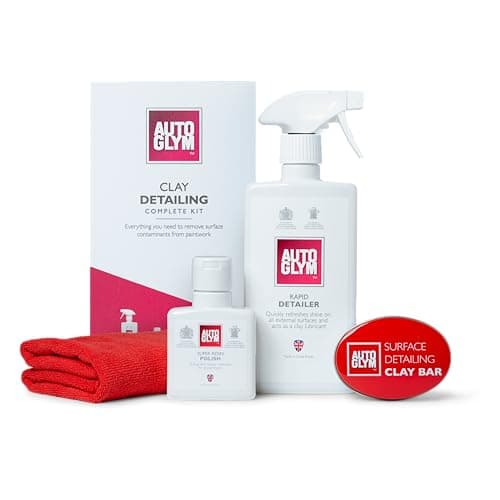 Image of Autoglym Clay Detailing Complete Kit - Premium Car Care Kit Includes Rapid Detailer, Super Resin Polish, Premium Clay Bar, Hi-Tech Finishing Cloth