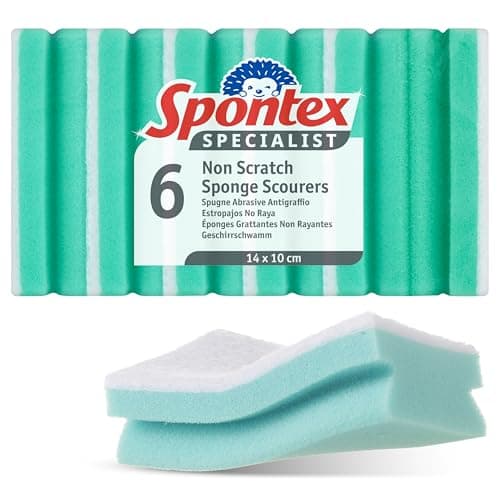 Image of Spontex Specialist Non Scratch Washing Up Sponge Scourers | XL | Reusable & Versatile for Professional Cleaning | 6 Pack