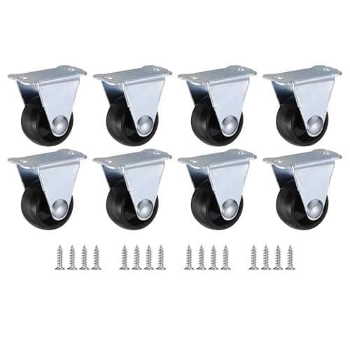 Image of PATIKIL 1" Rigid Caster Wheels, 8 Pack Silent Fixed Plate Casters with M4 Screws for Furniture Workbench Cart Trolley One Direction Rolling, Black(NO Brake)
