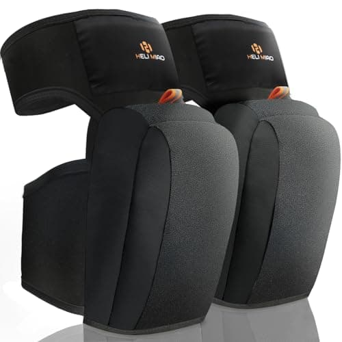 Image of HELI MIAO Heavy Duty Knee Pads, Professional KneeProtectors with Double Straps & High-Density Foam,Durable Knee Support for Construction, Flooring, Tiling,Garden & Home Improvement black