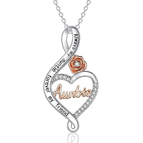 Image of VOSAP Auntie Necklace Gifts, S925 Sterling Silver Jewellery Presents for Aunt, Great Auntie Gift from Niece Nephew on Birthday Christmas Mothers Day