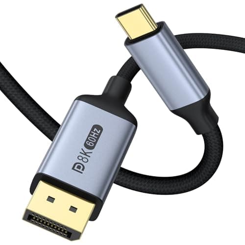 Image of 2M/6.6FT 8K@60Hz USB C to Display Port Cable 1.4, Uni-Directional Type C Thunderbolt 4/3 to Dp Cable 32.4Gbps Thunderbolt to Display Port for iPhone 16/15, MacBook Pro/Air, iPad, Mac mini, Galaxy