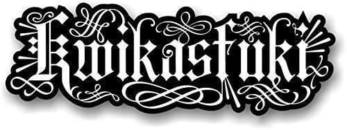 Image of B&W Retro ' Kwikasfuki ' Slogan Design with Energy Drink Style Motif Vinyl Car Bike Sticker Decal 200x70mm