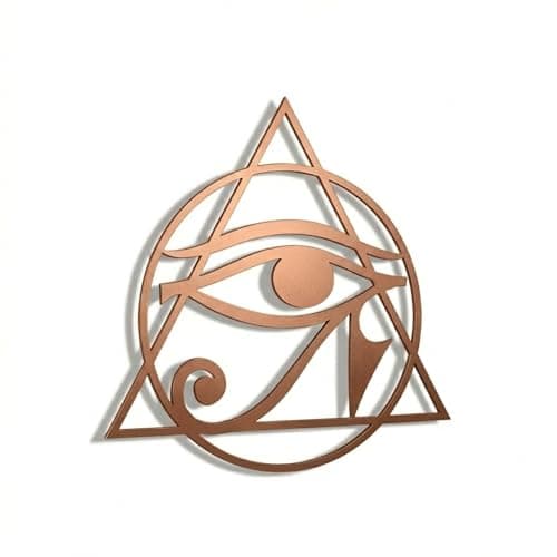 Image of Colorfull Worlds Eye of Horus Metal Wall Art, Sacred Geometry Wall Decor, Home Wall Decor Gift for New Year, Christmas and Housewarming (12" x 12" | Copper)