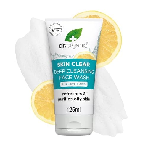 Image of Dr Organic Skin Clear Face Wash, Cleansing, For Acne & Clear Skin, Salicylic Acid, Oily, Problem Skin, Natural, Vegan, Cruelty-Free, Paraben & SLS-Free, Recycled & Recyclable, Organic, 125ml