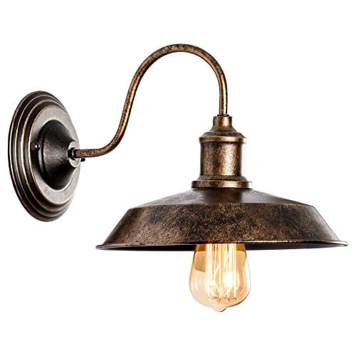 Image of GLADFRESIT Vintage Wall Light, Industrial Lighting Socket Rustic Sconces Wire Metal Wall Lamp Indoor Home Retro Lights Fixture (Single Lamp-Base Painted with Oil Rubbed Bronze)