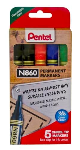 Image of Pentel N860 Permanent Marker Chisel Tip Pack of 5 Assorted