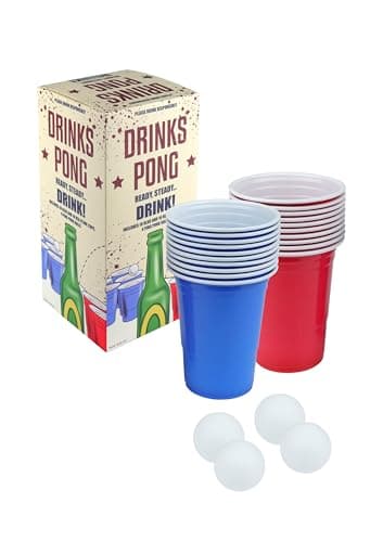 Image of HENBRANDT Beer Pong Game Set 24-Piece Set 16oz Blue and Red Plastic Cups Pong Game Bar Games for Students Birthday Parties Hen Party Stag Do Summer Fun Drinking Game Games for Adults