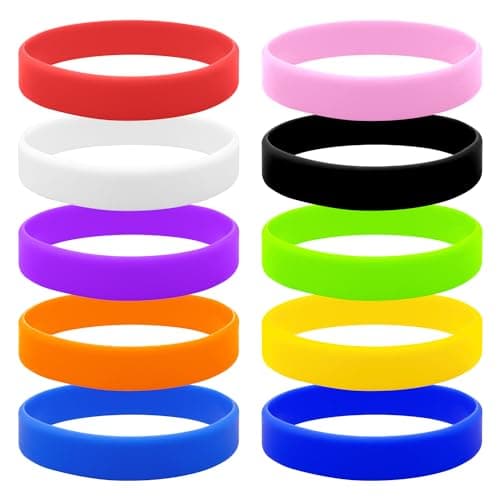 Image of Silicone Wristbands Pack of 10, Personalised Colours Available Anti-Static School Sports Party Wristbands for Men, Women, Boys, Girls