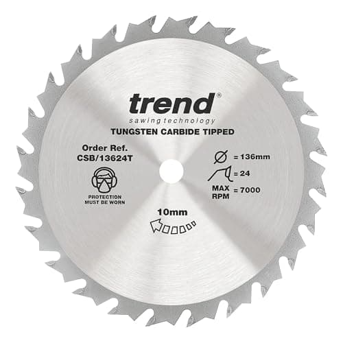 Image of Trend Wood Cordless Circular Saw Blade, 136mm Diameter, 10mm Bore, 24 Teeth, 1.5mm Kerf, +15° Hook, TCT, Medium Finish, CSB/13624T