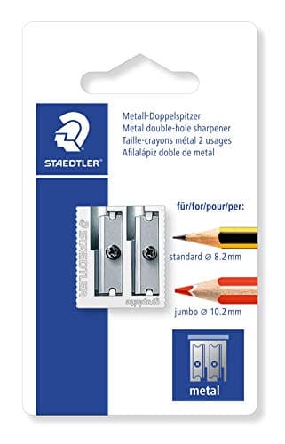 Image of STAEDTLER 510 20 BK Metal Double Sharpener, 1 Piece on Blister Card, Silver