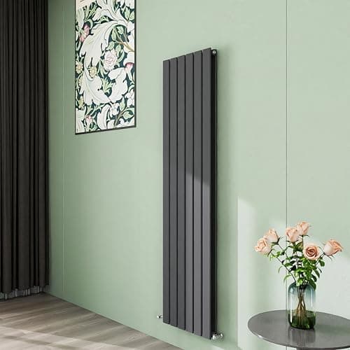 Image of Simple Bathroom 1600×408mm Vertical Panel Designer Radiator Anthracite Double Flat Panel Central Heating Radiators