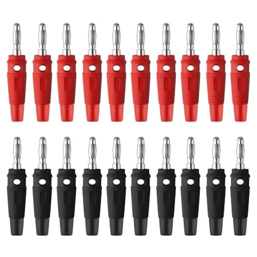Image of Zxglxinyao 20 Pcs 4mm Banana Plugs, High Current High-End Audio Speaker Banana Plugs, Stackable Screw Type Solderless Speaker Wire Connectors Adapter(10 Black, 10 Red)